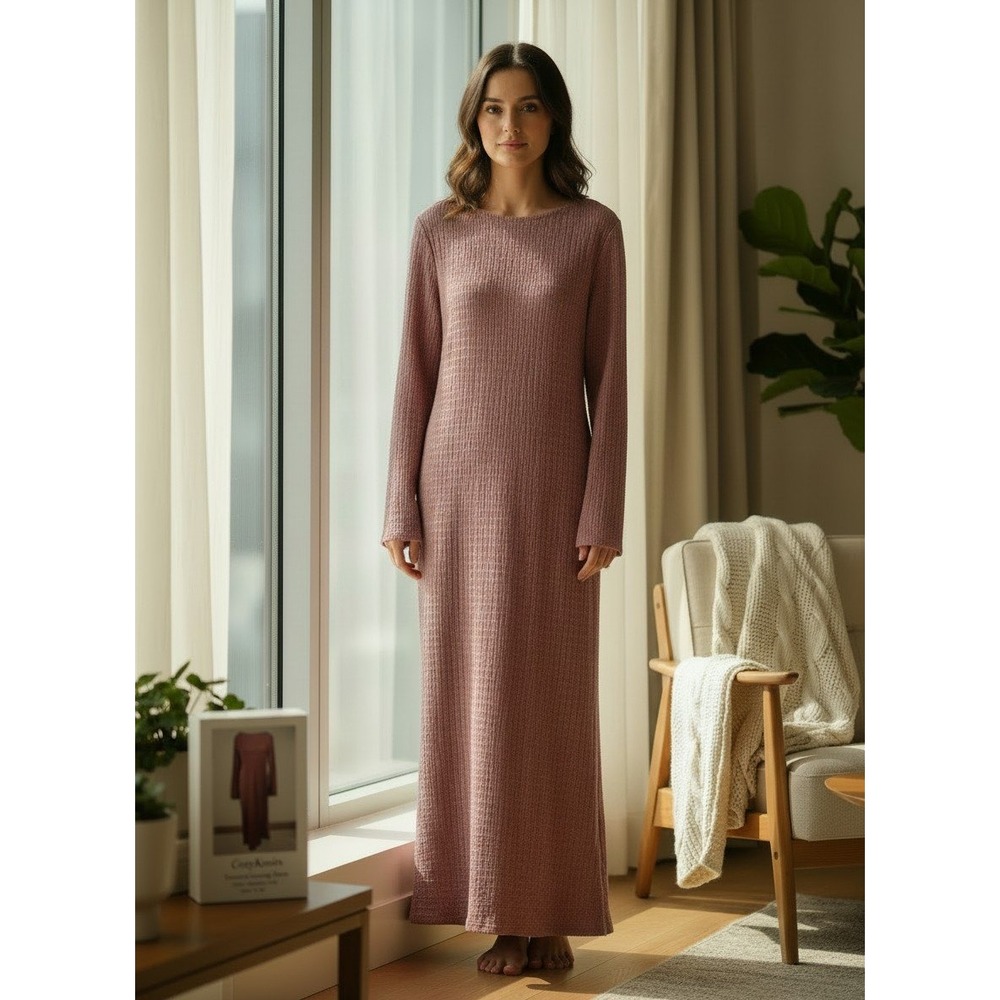 See You Monday Maxi Dress Womens XL Mauve Crinkle Open Tie Back Minimalist NEW